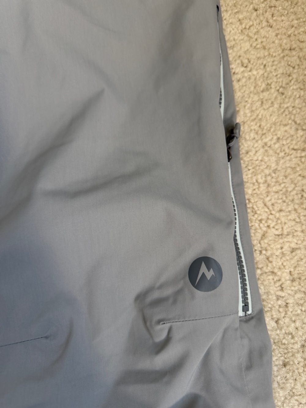 Marmot women’s Light Gray Waterproof Ski Pants with Black Cuffs - Picture 3 of 8